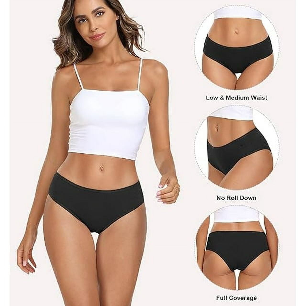 Sunm Boutique Women's Underwear Cotton Hipster Panties Low Rise Briefs Soft Strench Breathable Ladies Bikini Underwear 6 Pack