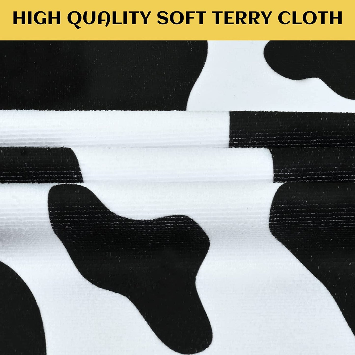 Alishomtll 3Pcs Cow Print Bath Towels Set Include Beach Towel, Hand Towel and Wash Towel for Bathroom Decor