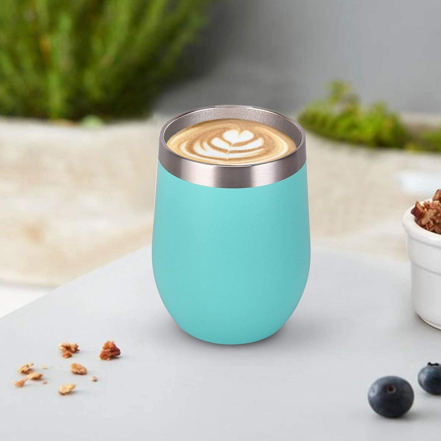 Gingprous 6 Pack 12 oz Stainless Steel Tumblers with Lids Straws, Double Wall Travel Tumblers, Vacuum Insulated Tumblers, Insulated Coffee Cup , (Rose Gold*2+Lake Blue*2+Black*2)