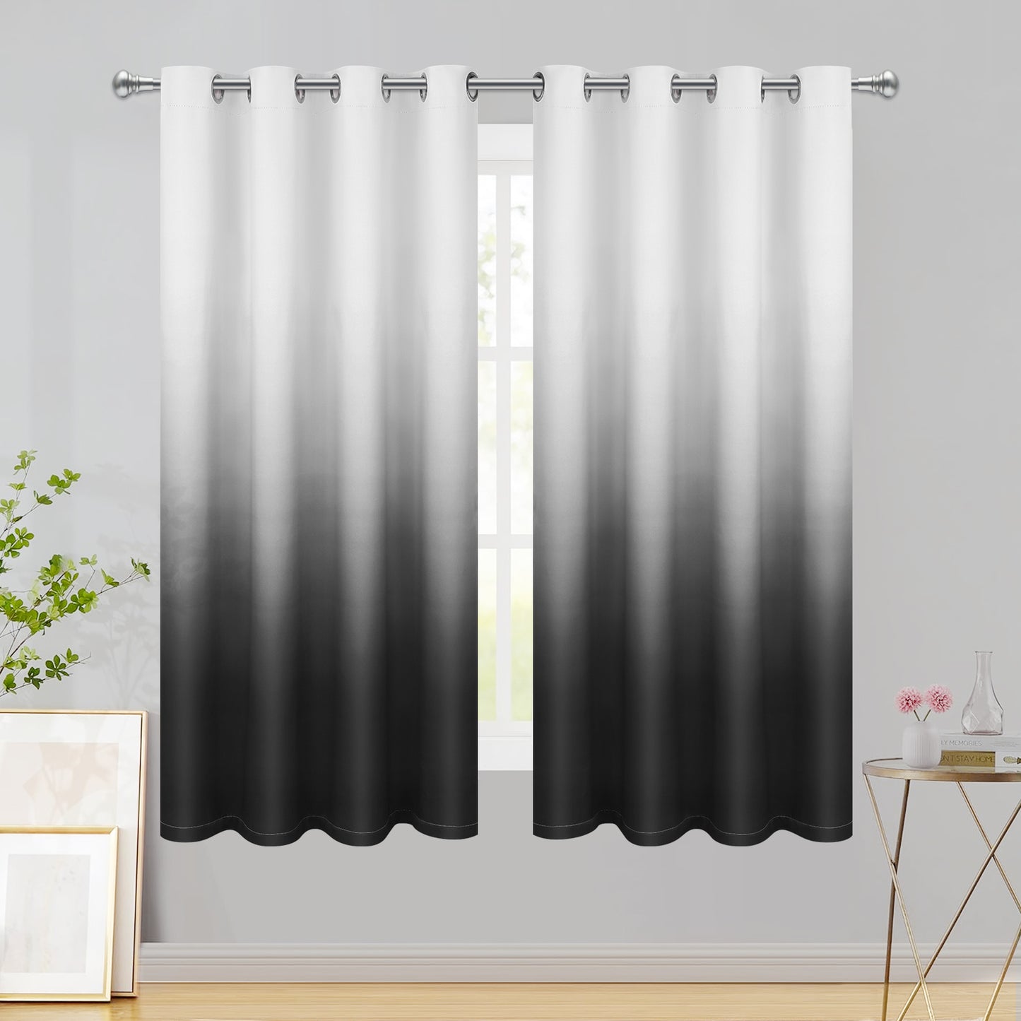 Alishomtll Room Darkening Black Blackout Curtains Grommet Window Drapes for Living Room Bedroom ,2 Panels of 52" W x 63" L