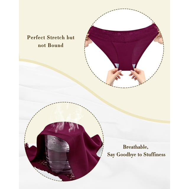 Sunm Boutique Cheeky Underwear for Women Cheeky Panties Lace Stretch High Cut 6 Pack
