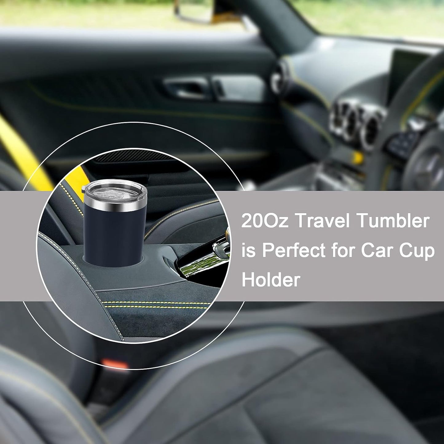 Gingprous 20 Oz Stainless Steel Travel Tumblers with Lids Straws, Vacuum Insulated Tumblers(1/2 Pc)