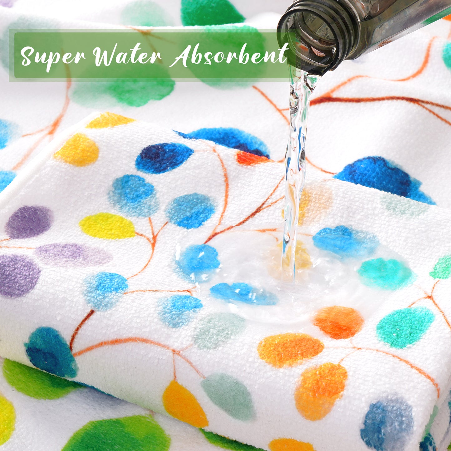 Alishomtll 3 Piece Floral Bath Towels ,Colorful Leaves Towels Sets Include Bath Towel, Hand Towel And Kitchen Washcloth