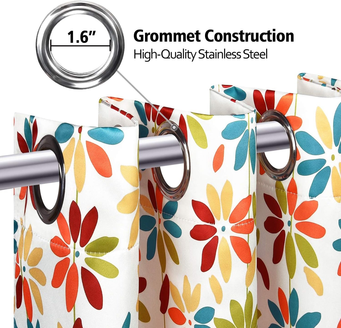 Alishomtll Falling Flower Window Curtain Grommet Light Filtering Drapes for Bedroom Living Room, Set of 2