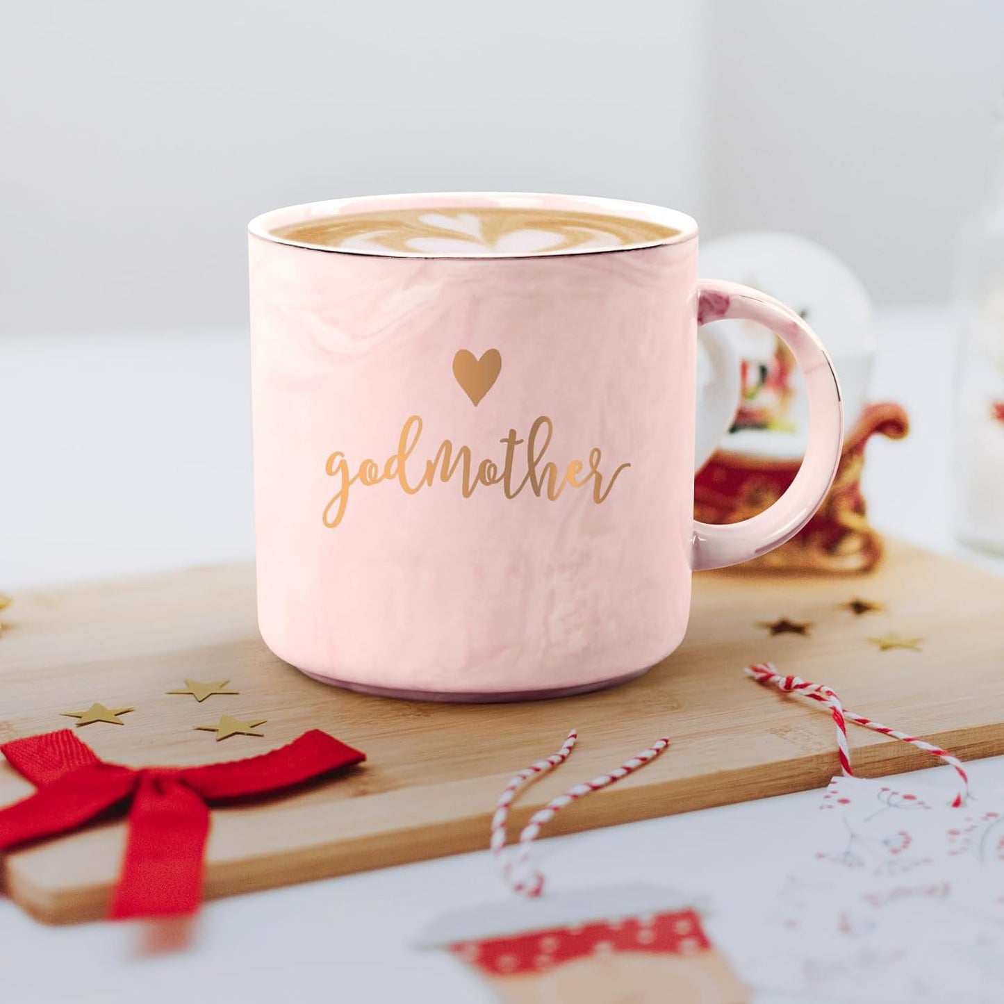 Gifts for Godmother - Godmother Coffee Mugs, Mothers Day Gifts for Godmother, Christmas Gifts, Birthday Gifts, Godmother Mugs, Maustic 12 fl oz Pink Coffee Mugs Ceramic Coffee Mug Tea Cup