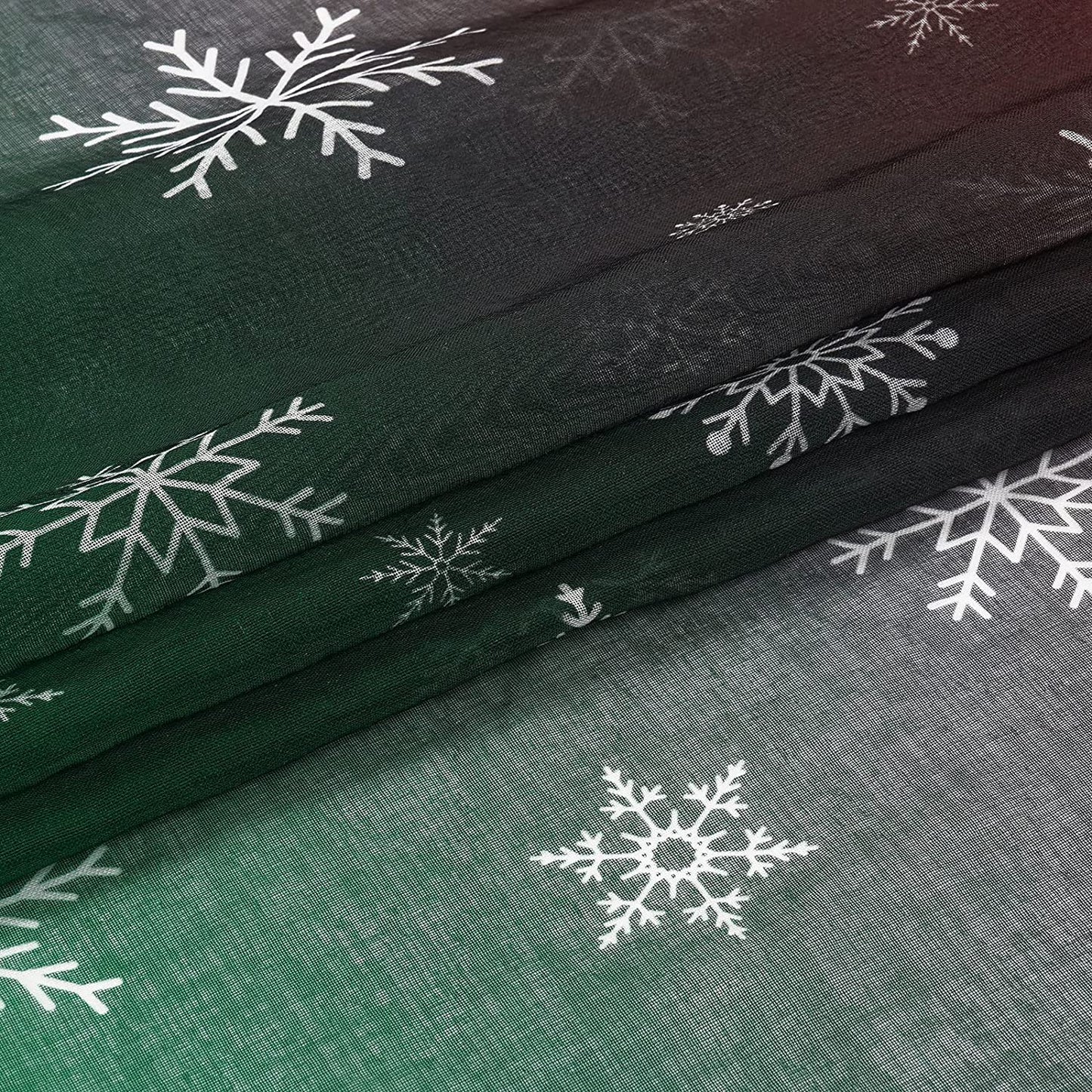 Alishomtll Christmas Sheer Voile Curtain, Light Filtering Grommet Drapes for Bedroom ,2 Panels of 52"w x 84", Red-Green Gradient