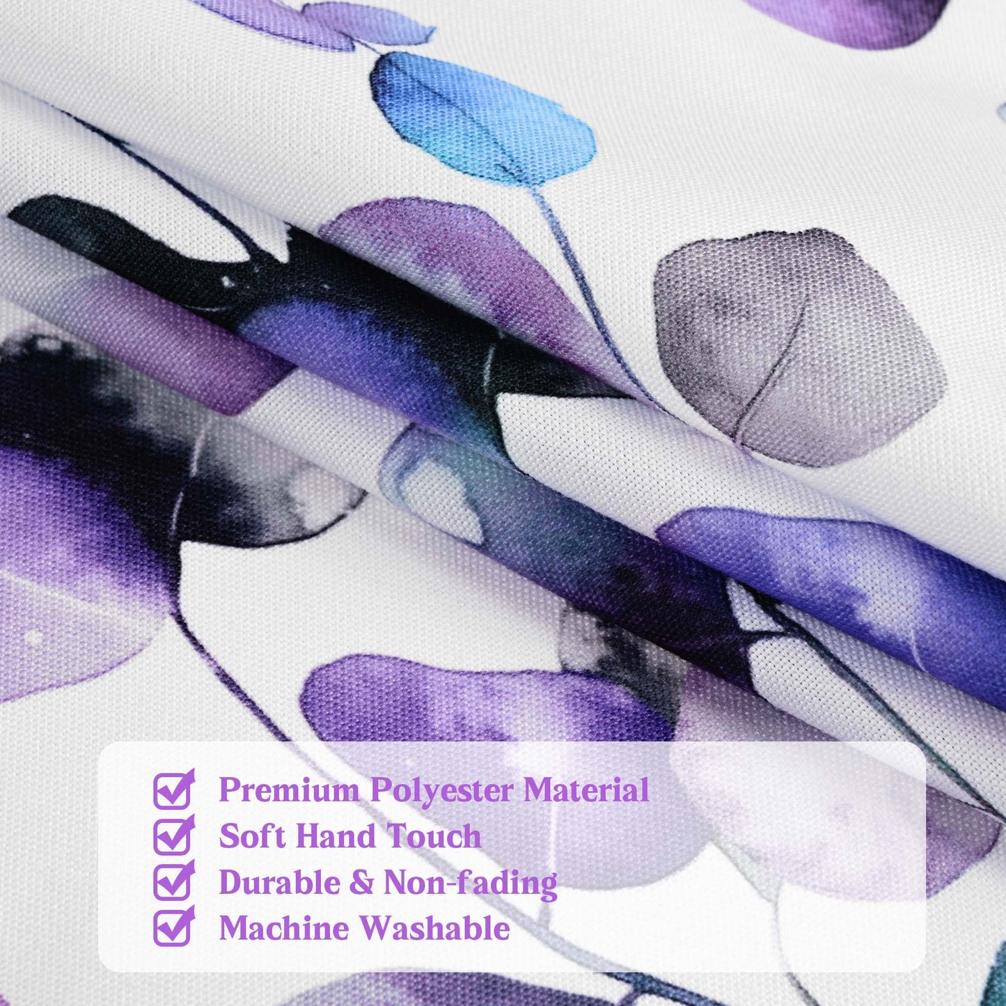 Alishomtll Valance Curtains for Living Room Bedroom Kitchen Windows Grey Purple Watercolor Leaves Print ,52 x 18 inch,Rod Pocket