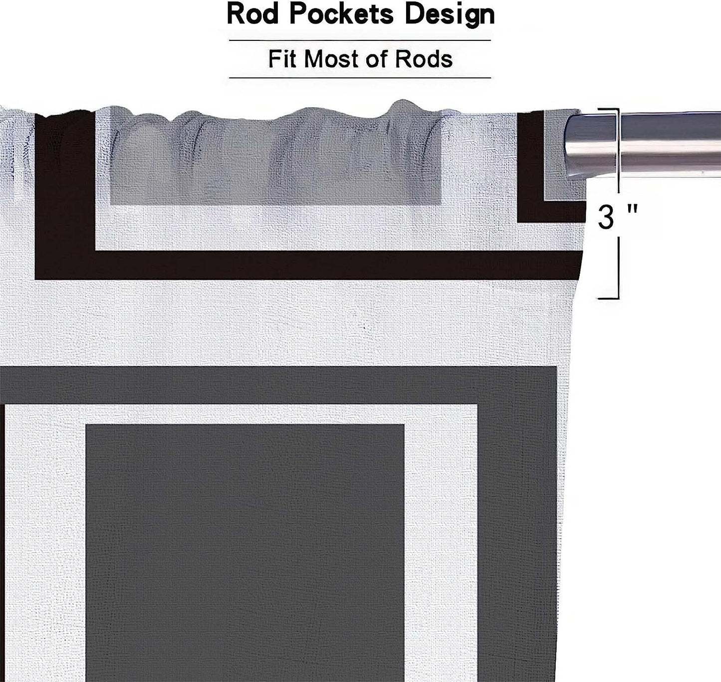 Alishomtll Kitchen Curtains Geometric Modern Art Print,Set of 2 Tiers,26"W X 24"L,Grey and Black