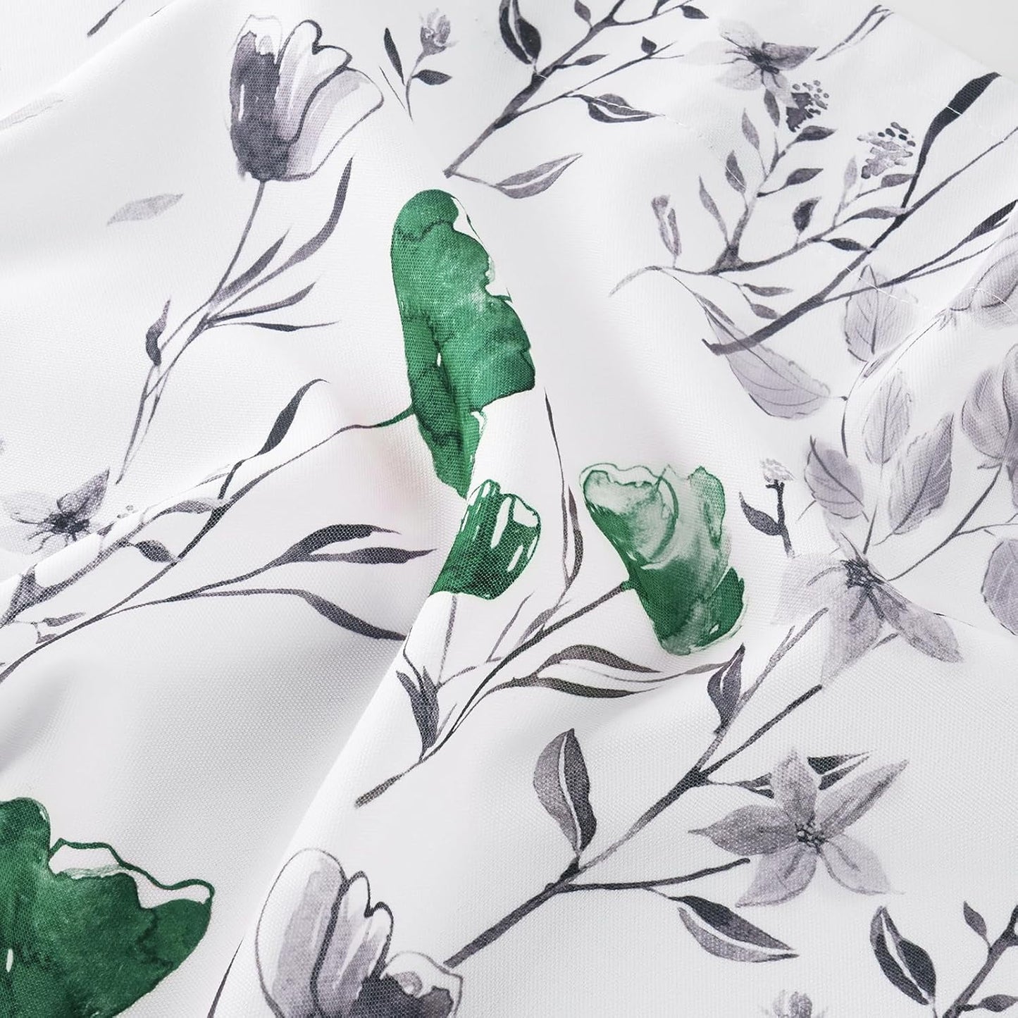 Alishomtll Kitchen Curtains Valances Swags for Windows Green Floral Printed Window Drapes, 61" W x 36"