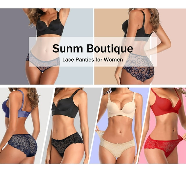 Sunm Boutique Lace Panties Cotton Underwear for Women Plus Size Cheeky Panties for women Hipster 6 pack