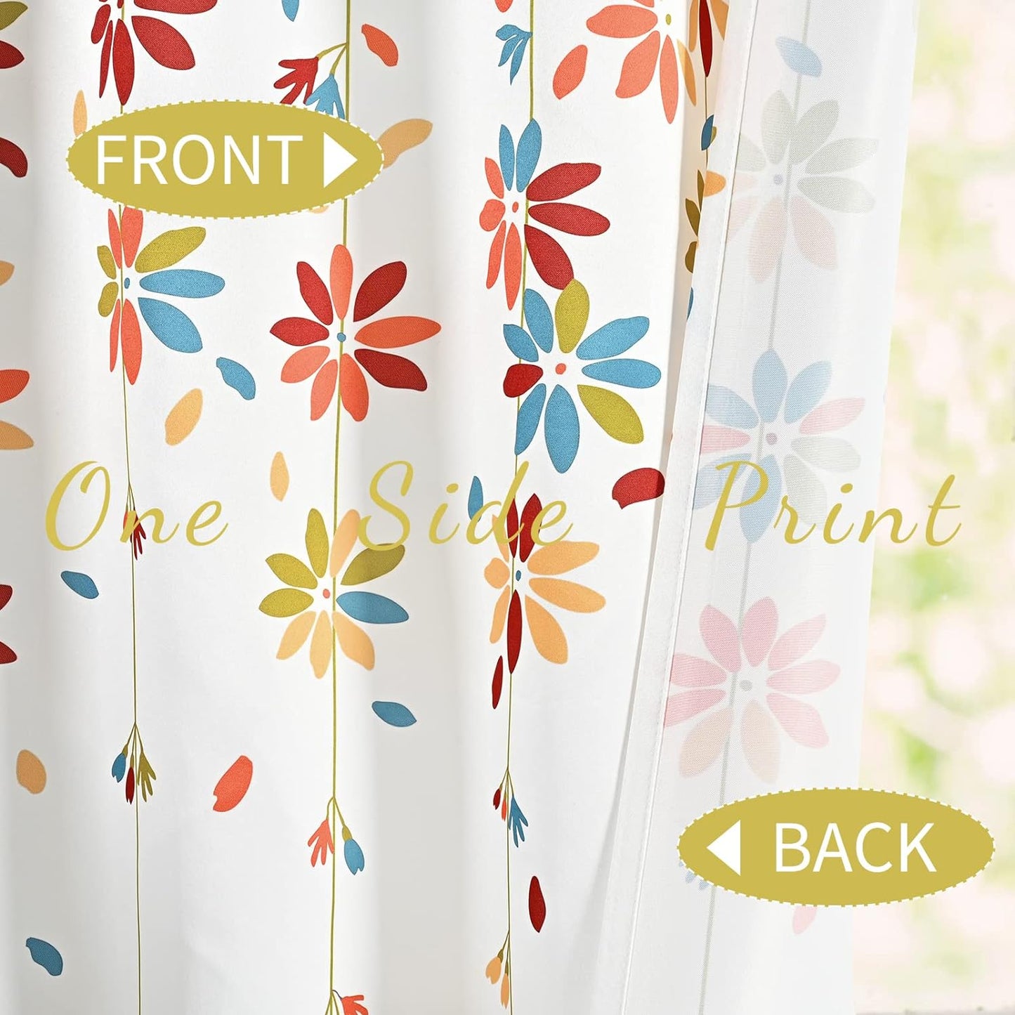 Alishomtll Falling Flower Window Curtain Grommet Light Filtering Drapes for Bedroom Living Room, Set of 2