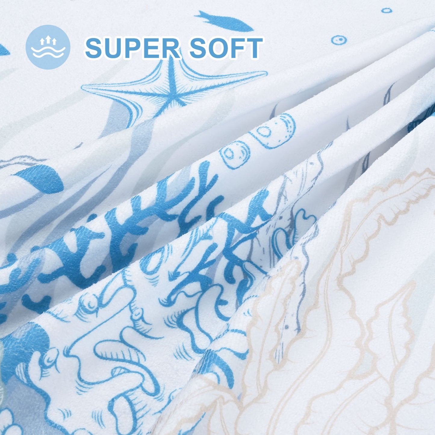 Alishomtll Ocean Bath Towels Set ,Blue White Nautical Coral Starfish Seashell Towels Include Bath Towel, Hand Towel And Kitchen Dish Towel