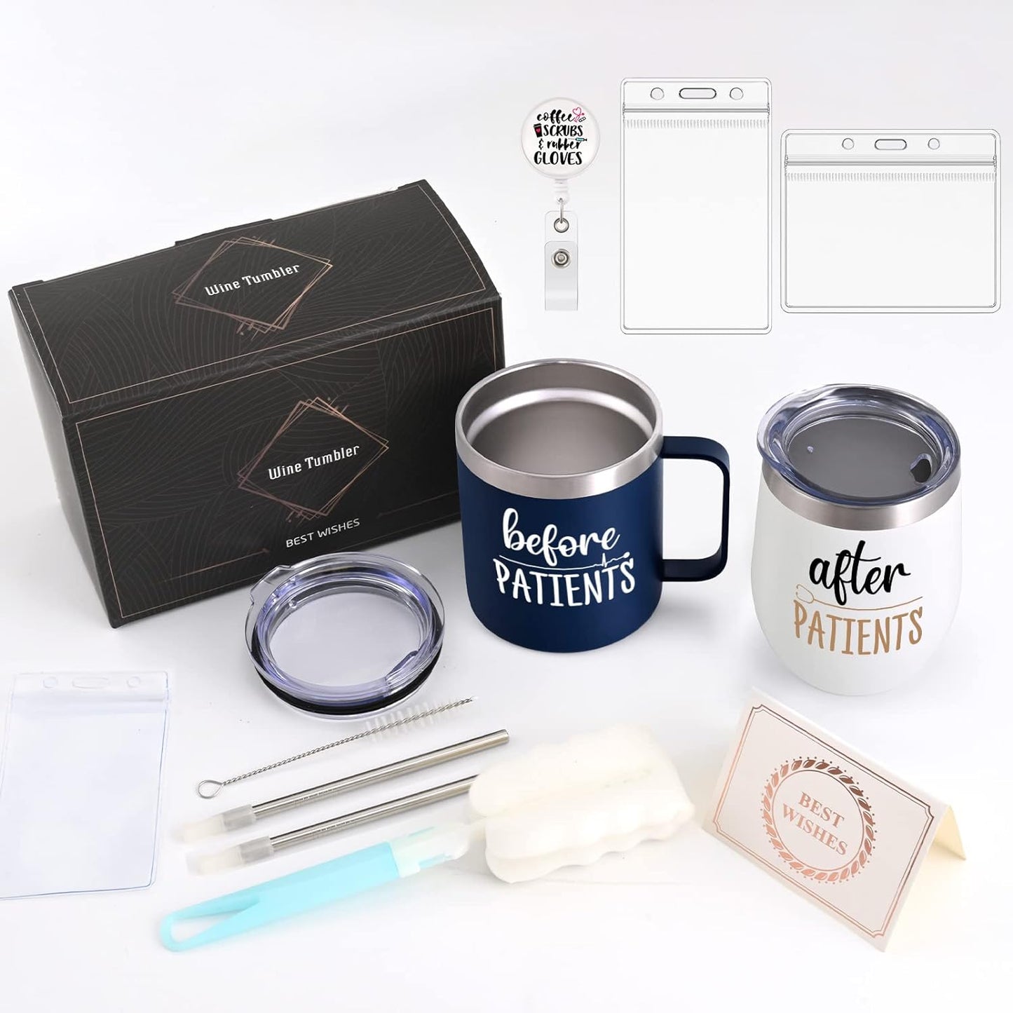 Gingprous Doctor Gifts for Men, Before Patients, After Patients Set, Nurse Graduation Gift, Gifts for Doctors, Assistants, Dentists, Therapist, Nurse Mug & Tumbler, Dentist Gift, 12oz Nurse Week Gift