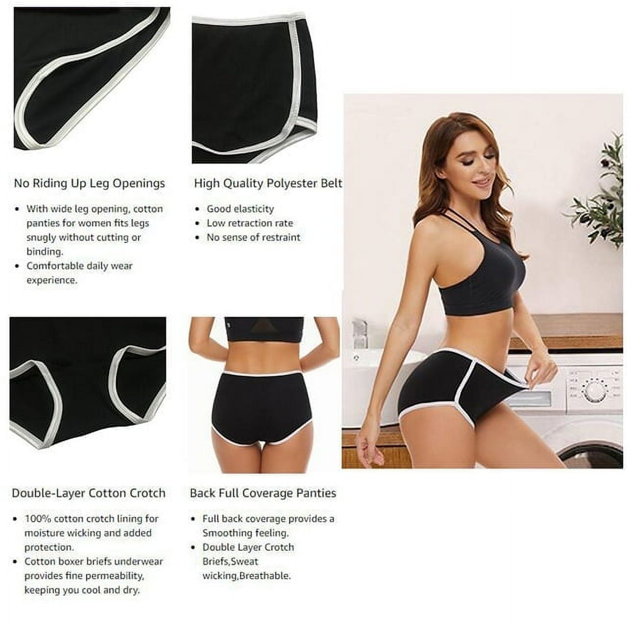 Sunm Boutique Women Boyshorts Underwear Women's Boxer Briefs Cotton Panties Stretch Boxer Anti Chafing Boy Shorts Panties