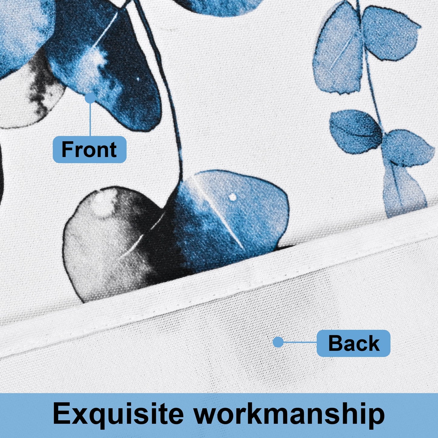 Alishomtll Valance Curtains for Living Room Bedroom Kitchen Windows Grey Blue Watercolor Leaves Print ,52 x 18 inch,Rod Pocket
