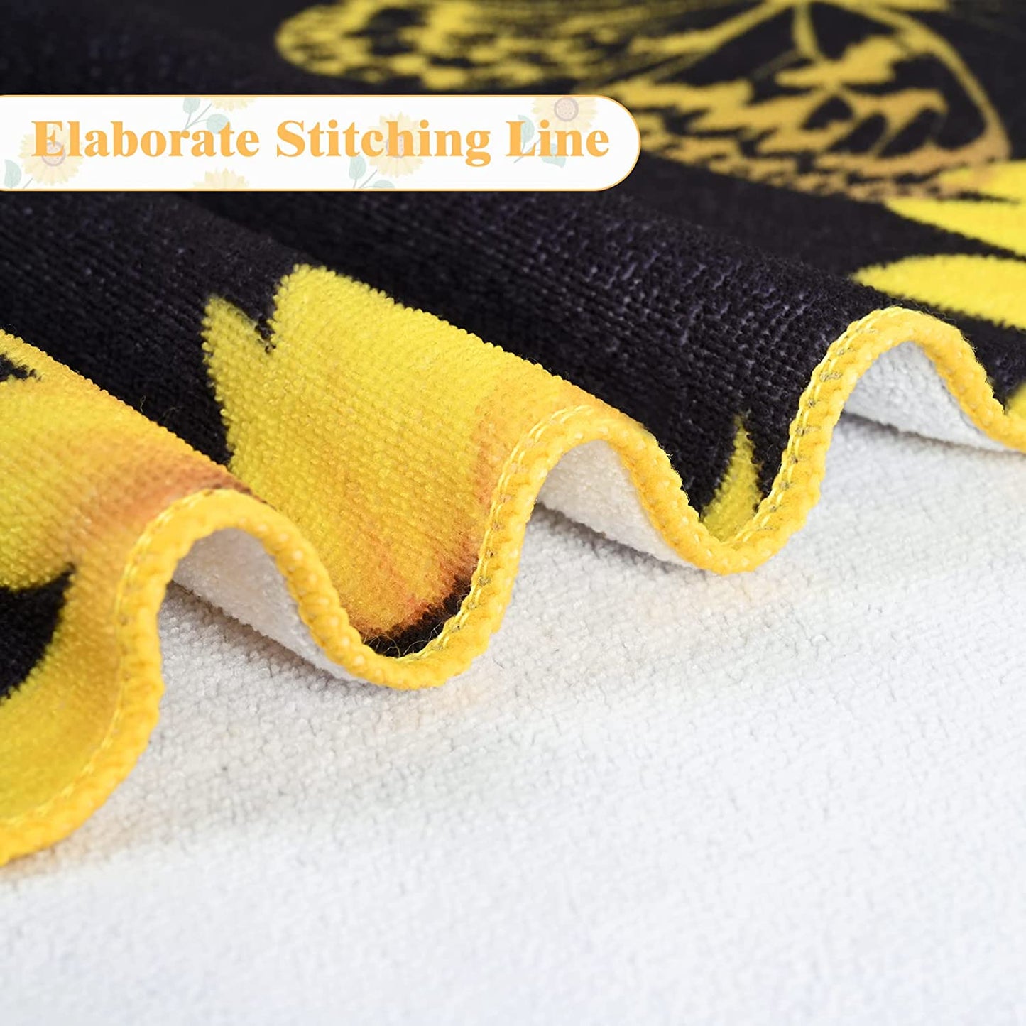 Alishomtll 3Pcs Sunflower Bath Towels Set Include Bath Towel, Hand Towel and Wash Towel, Soft Water Absorbent Beach Towel for Bathroom