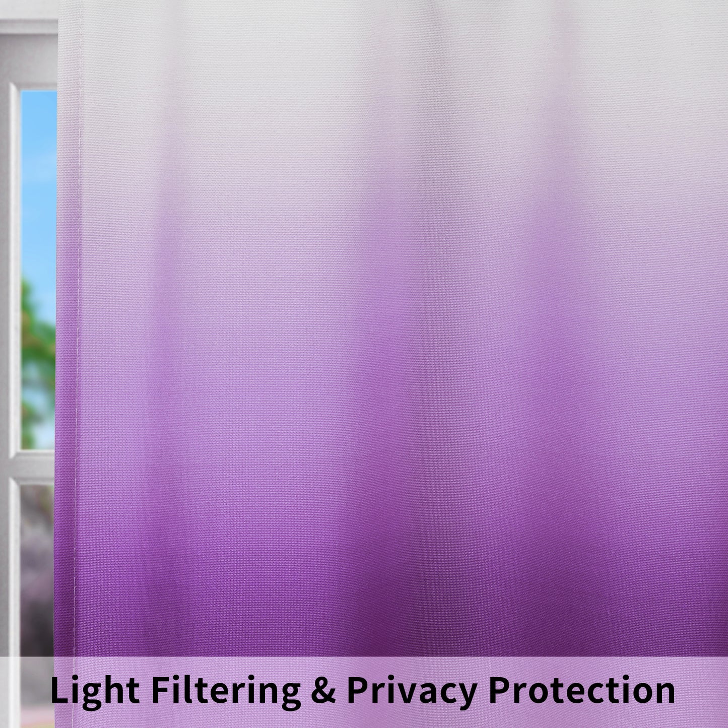Alishomtll Kitchen Valance Curtains Purple Ombre Living Room Bedroom Windows Drapes ,52 x 18 inch,Rod Pocket