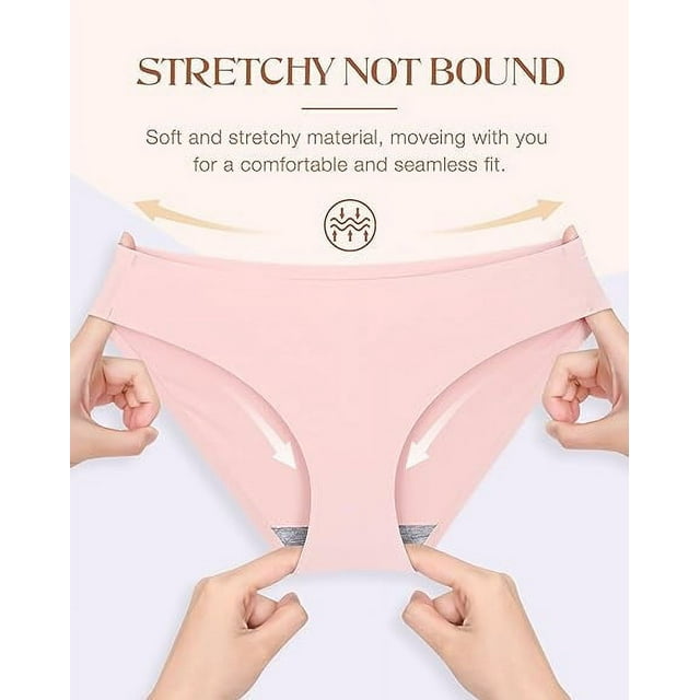 Sunm Boutique Seamless Cheeky Bikini No Show Panties Breathable Briefs Stretch Underwear 6 Pack