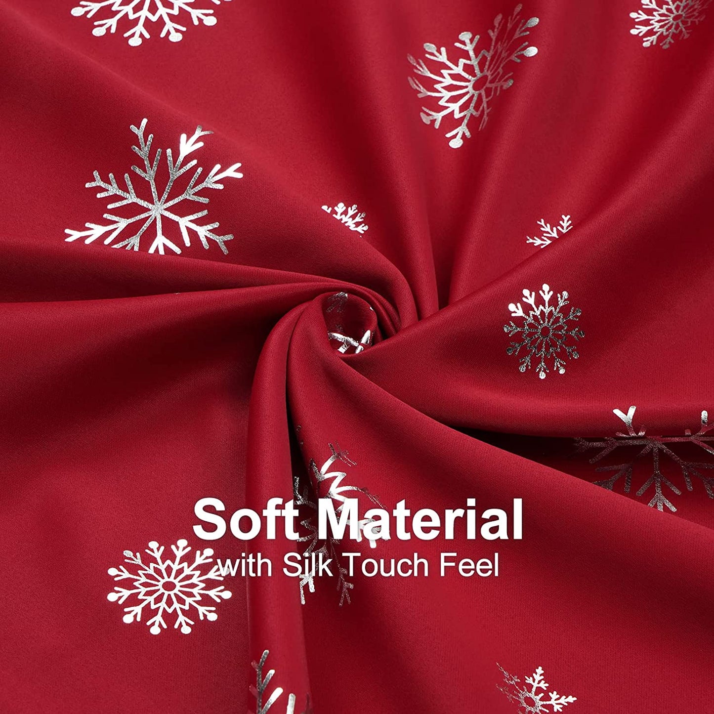 Alishomtll Snowflake Foil Print Christmas Blackout Curtains, Christmas Grommet Window Curtains Drapes, 52" x 84", Red, Set of 2 Panels