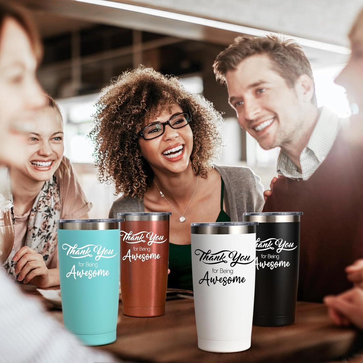 Gingprous Thank You for Being Awesome , 20oz Insulated Stainless Steel Travel Tumbler Sets with Lid and Straw,Appreciation Gifts for Women Men with Keychain (Multicolor, 8 Pcs)
