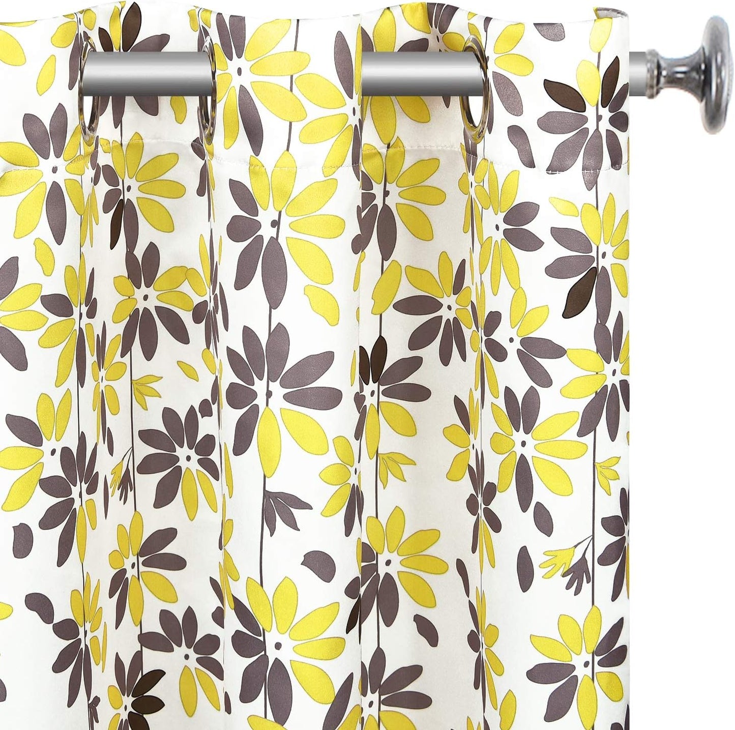 Alishomtll Falling Flower Window Curtain Grommet Light Filtering Drapes for Bedroom Living Room, Set of 2