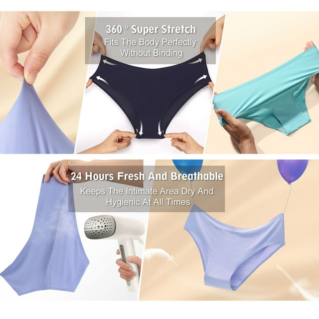 Sunm Boutique Cheeky Panties Cotton Underwear for Women Invisible Brief 6 Pack