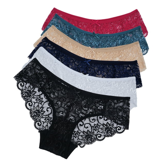 Sunm Boutique Lace Panties Cotton Underwear for Women Plus Size Cheeky Panties for women Hipster 6 pack