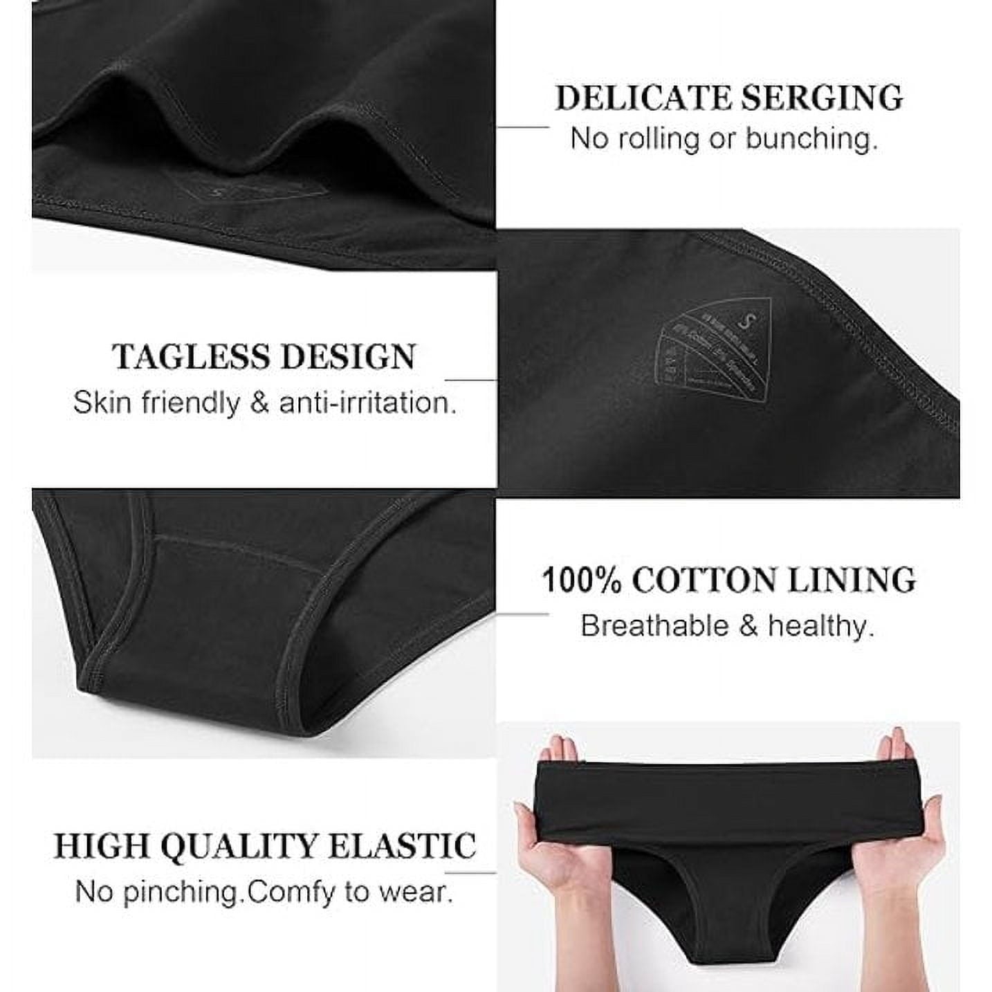 Sunm Boutique Women's Underwear Cotton Hipster Panties Low Rise Briefs Soft Strench Breathable Ladies Bikini Underwear 6 Pack