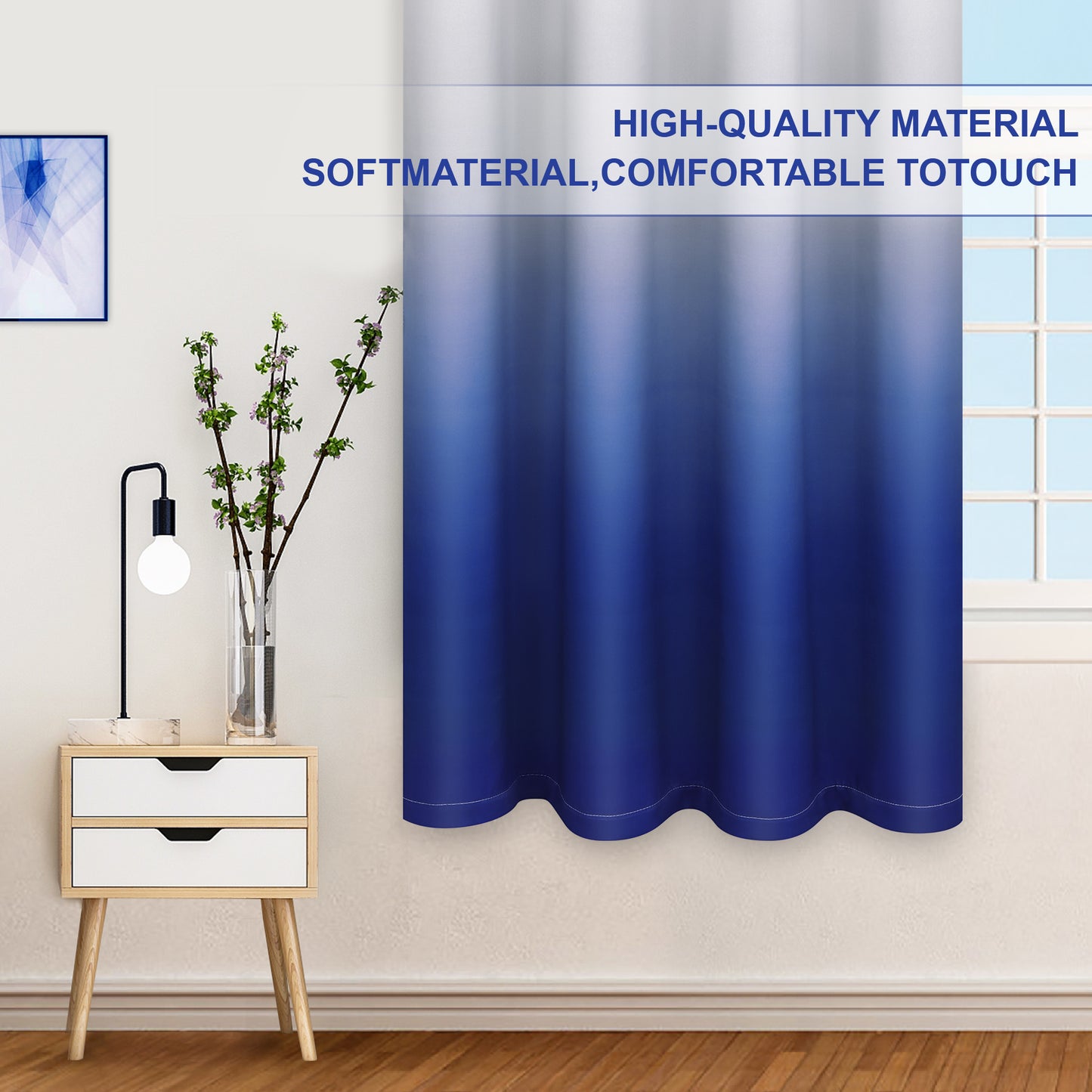 Alishomtll Room Darkening Blue Blackout Curtains Grommet Window Drapes for Living Room Bedroom ,2 Panels of 52" W x 63" L