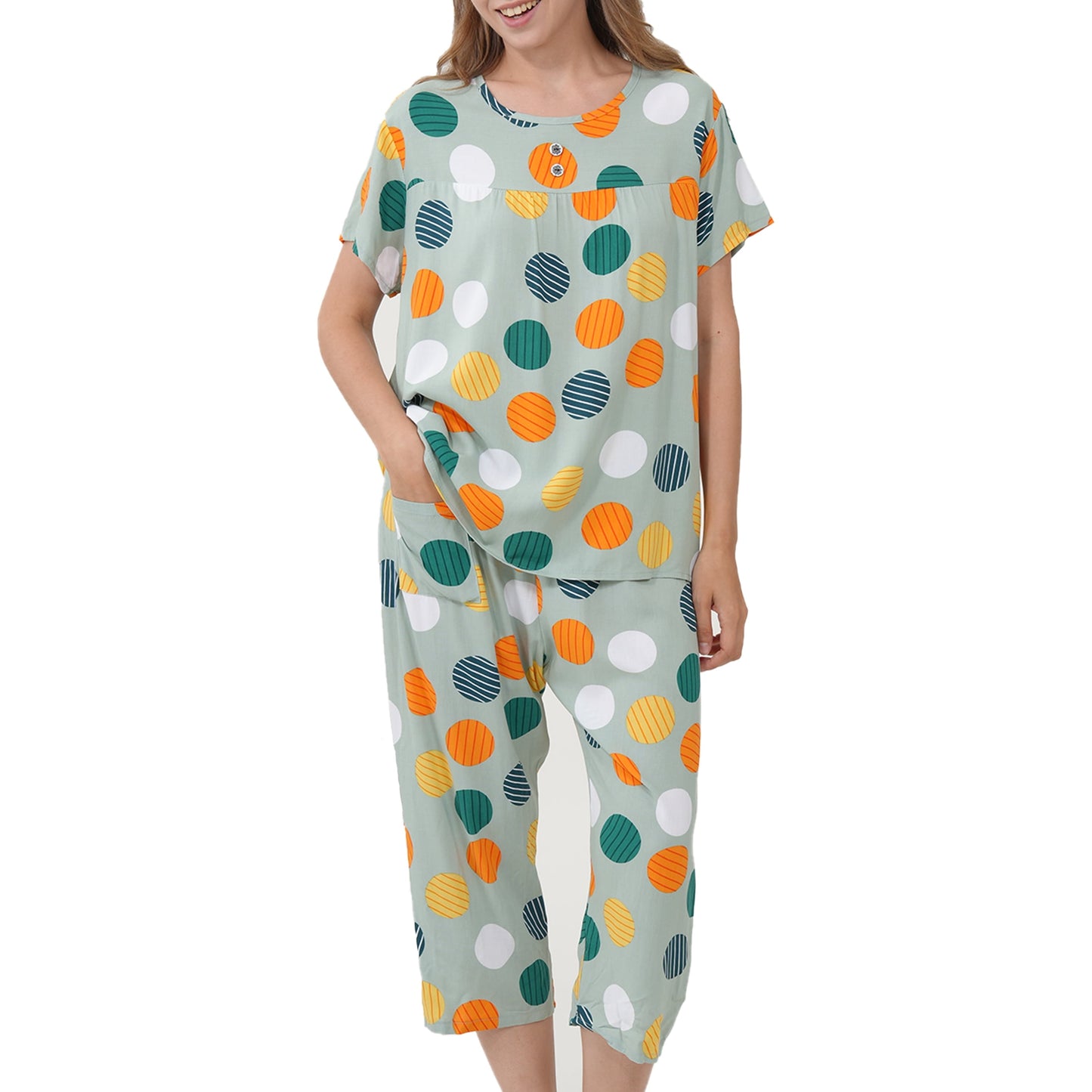 MecTo 2 Piece Women's Short Sleeve Pajama Sets, Lounge Sleepwear Ladies Pjs Sets with Pockets