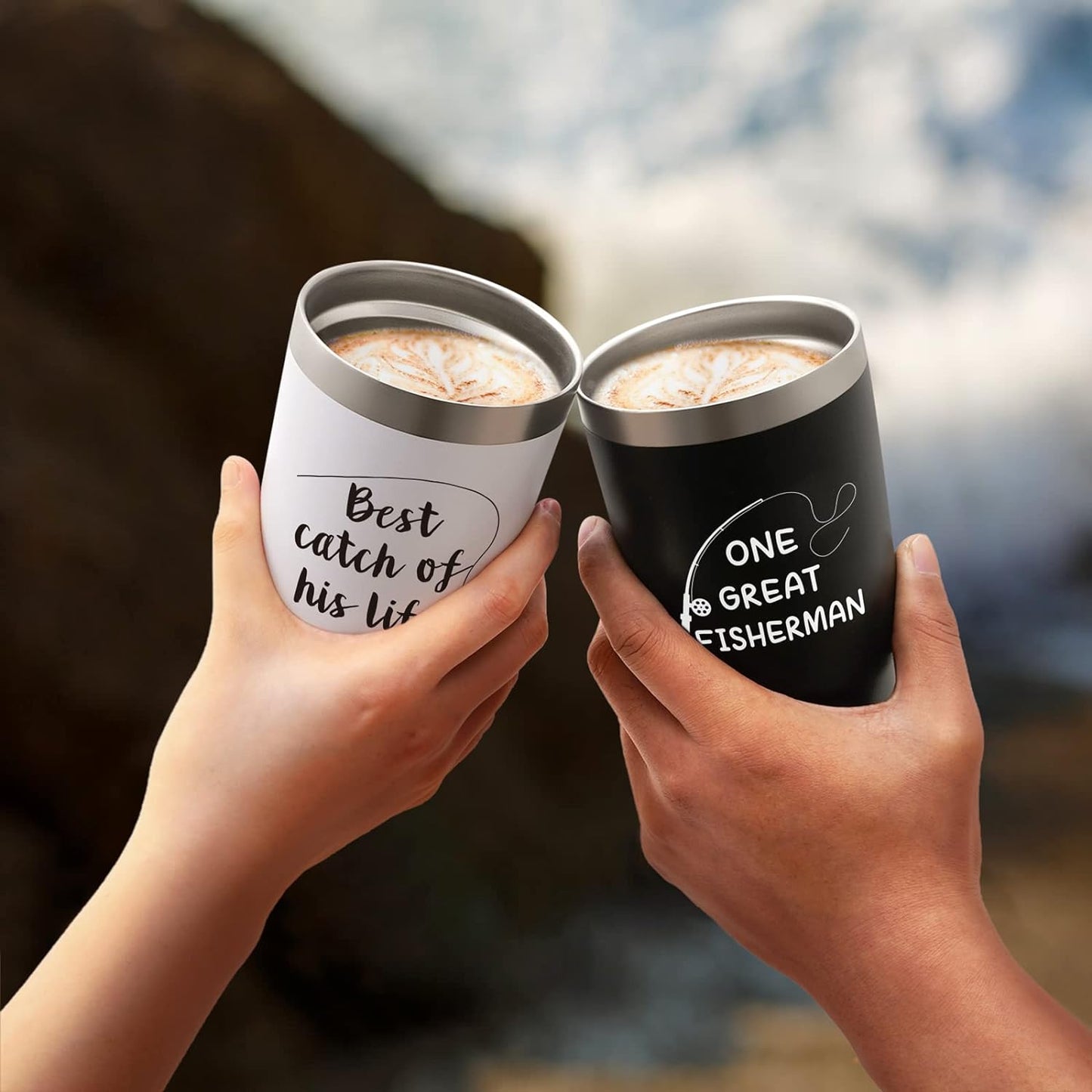 Gingprous 20 oz Stainless Steel Tumblers with Lids Straws, Double Wall Travel Tumblers, Vacuum Insulated Tumblers, Insulated Coffee Cup for Hot and Cold Drinks, Black and White