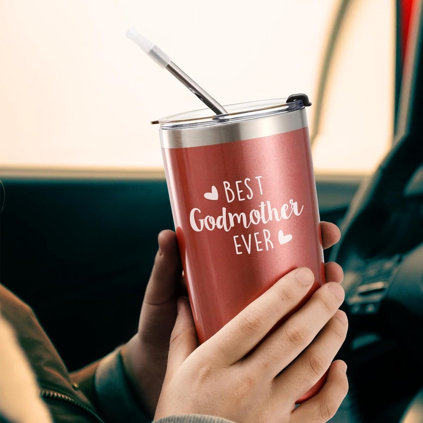 Gingprous 20 oz Stainless Steel Tumblers with Lids Straws, Double Wall Travel Tumblers, Vacuum Insulated Tumblers, Insulated Coffee Cup for Hot and Cold Drinks, Rose Gold