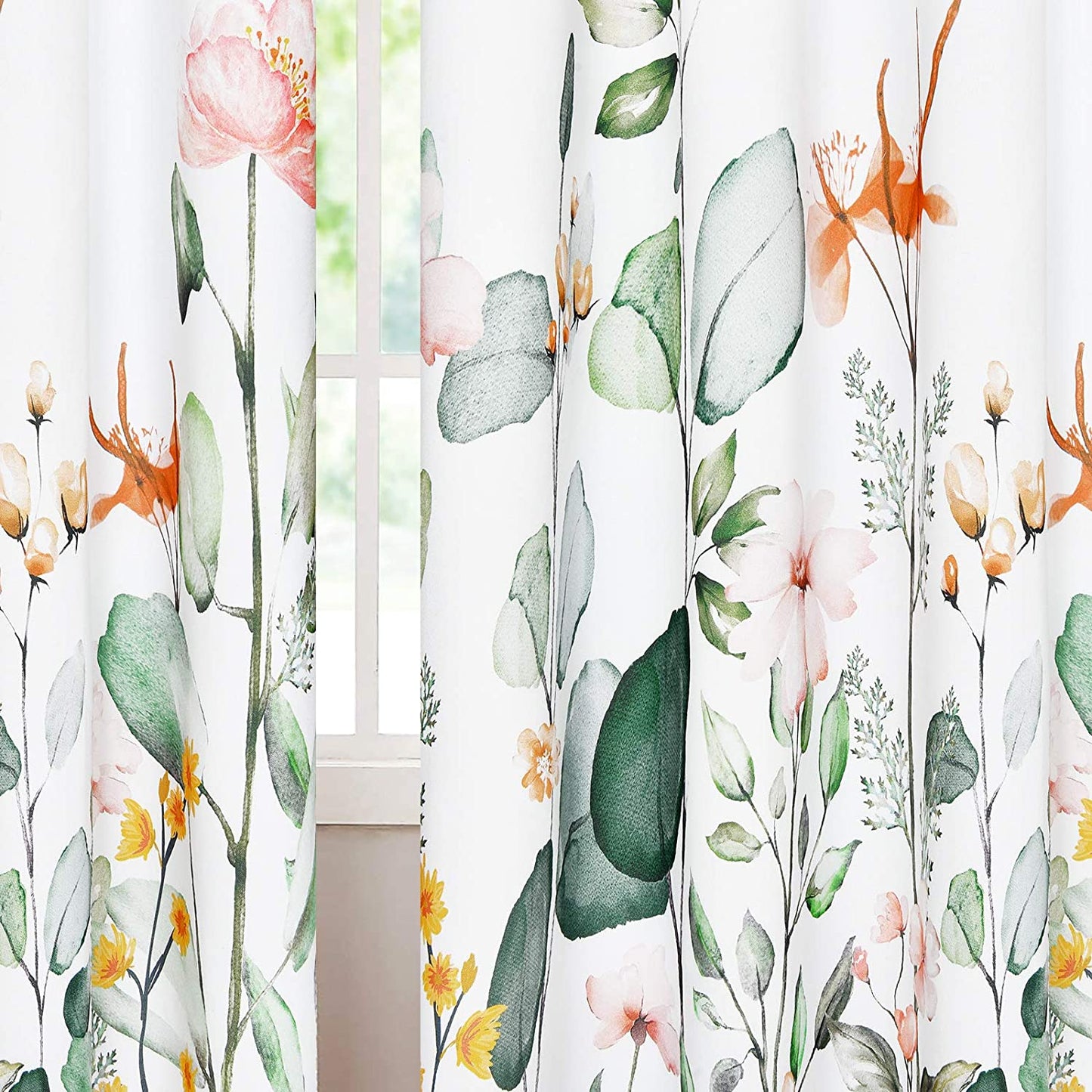Alishomtll Floral Bedroom Curtains Grommet Window Drapes for Bedroom Living Room Decor,Set of 2
