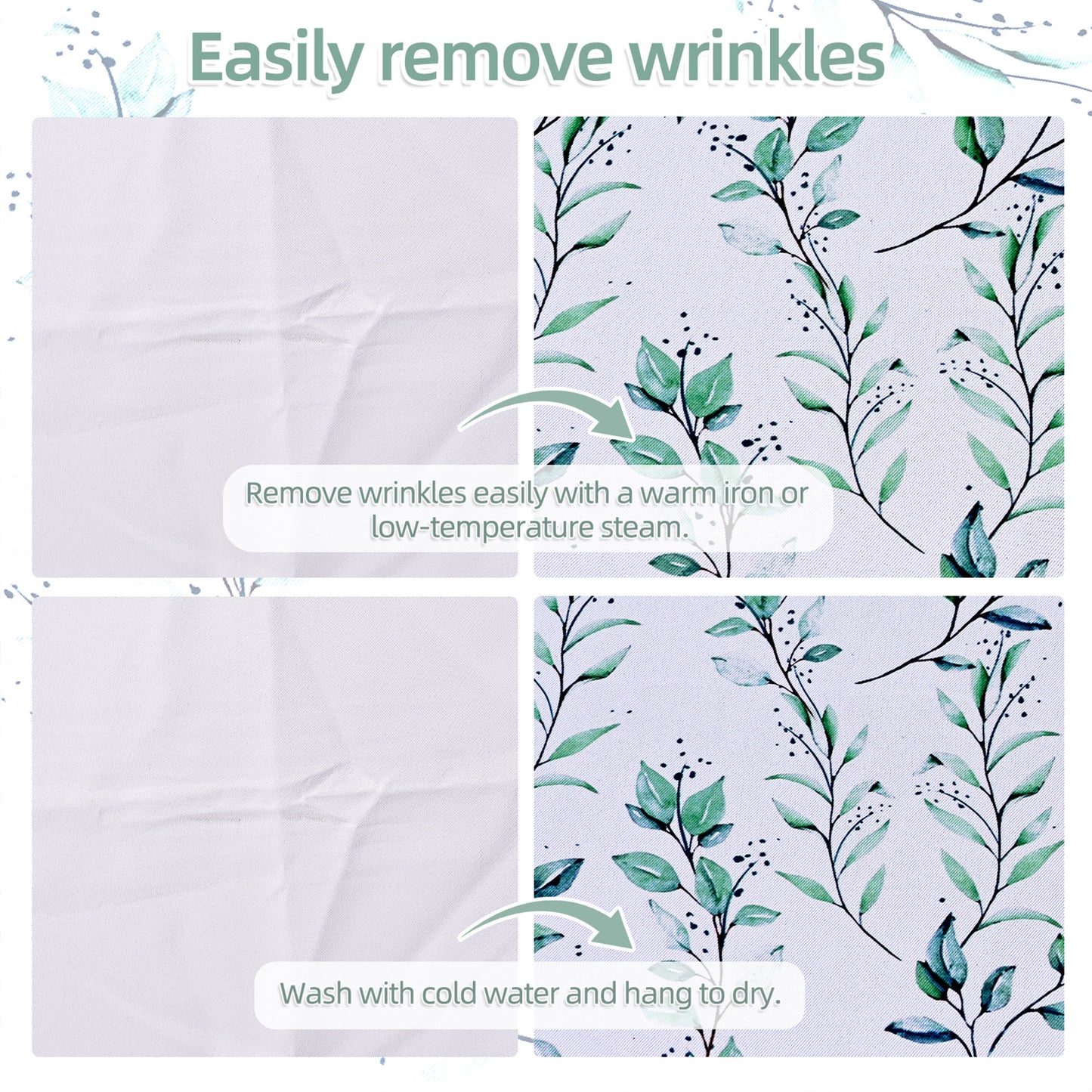 Alishomtll Blackout Curtains Green Leaf Printed Thermal Insulated Window Drapes for Bedroom Living Room 84 Inches Long,52" Wide, 2 Panels