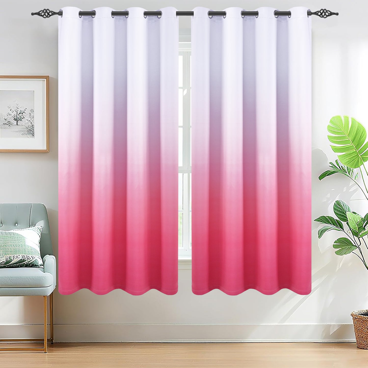 Alishomtll Pink Blackout Curtains Grommet Room Darkening Window Drapes for Living Room Bedroom ,2 Panels of 52" W x 63" L