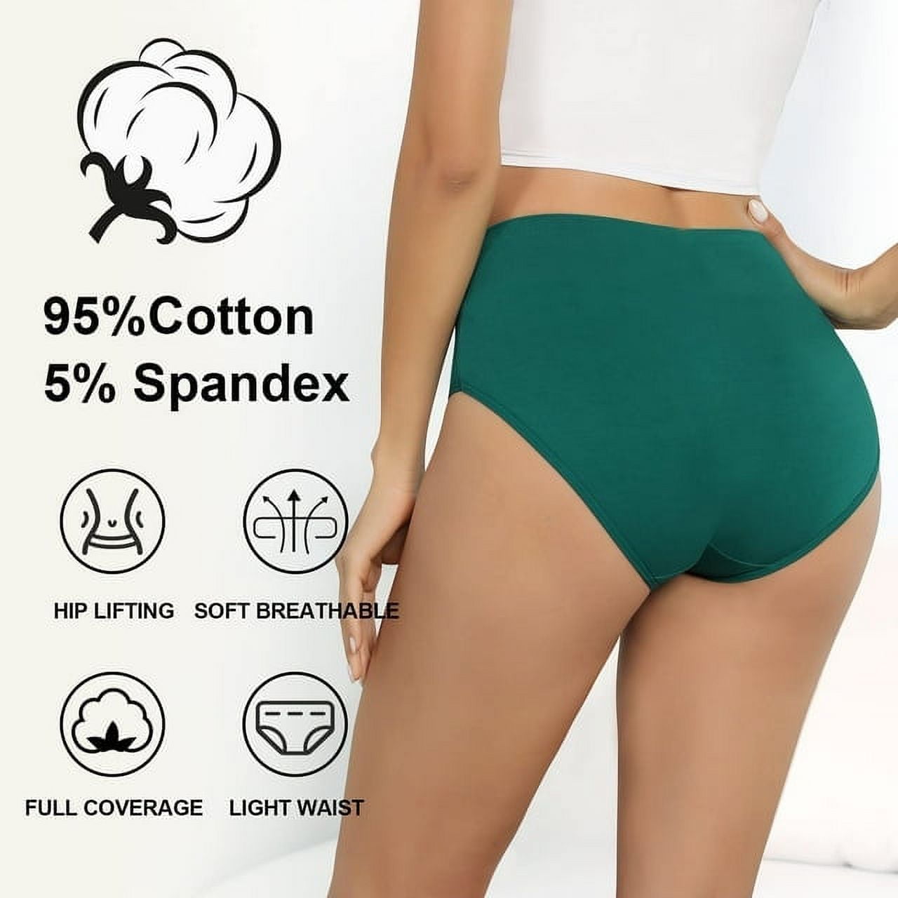 Sunm Boutique Women's High Waisted Cotton Breathable Panties, 5-Pack, Multicolor