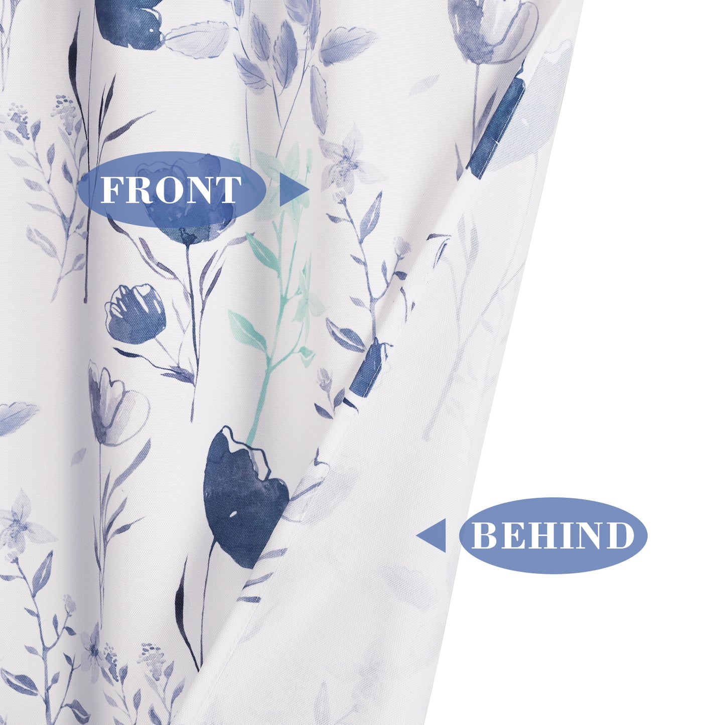 Alishomtll Kitchen Curtains Floral Print Tier Curtains Sets Light Filtering Small Window Drapes Rod Pocket ,26"Wx36"L,2 Panels,Gray Blue