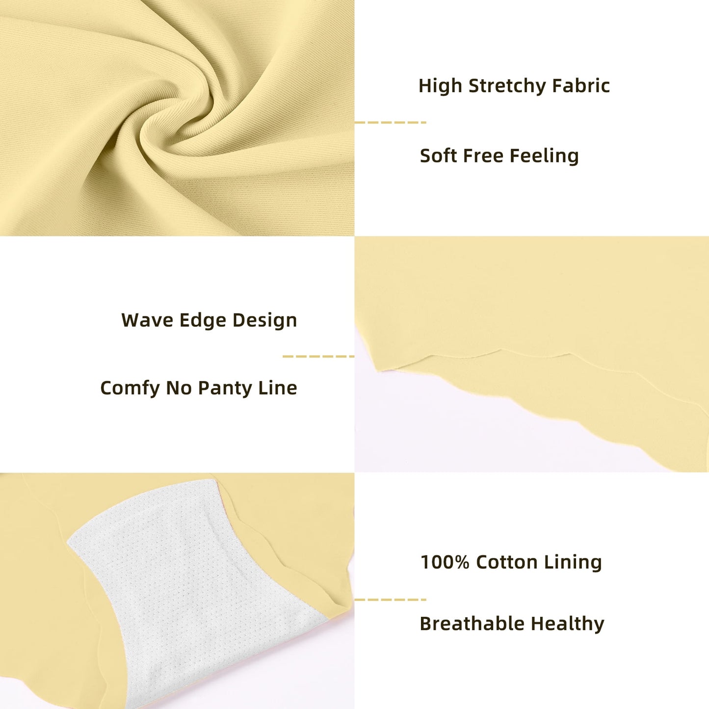Sunm Boutique Cooling Seamless Underwear for Women, Low Rise Cheeky No Show Wave Edge Hipster Panties , 5-Pack XL Size Soft Stretch