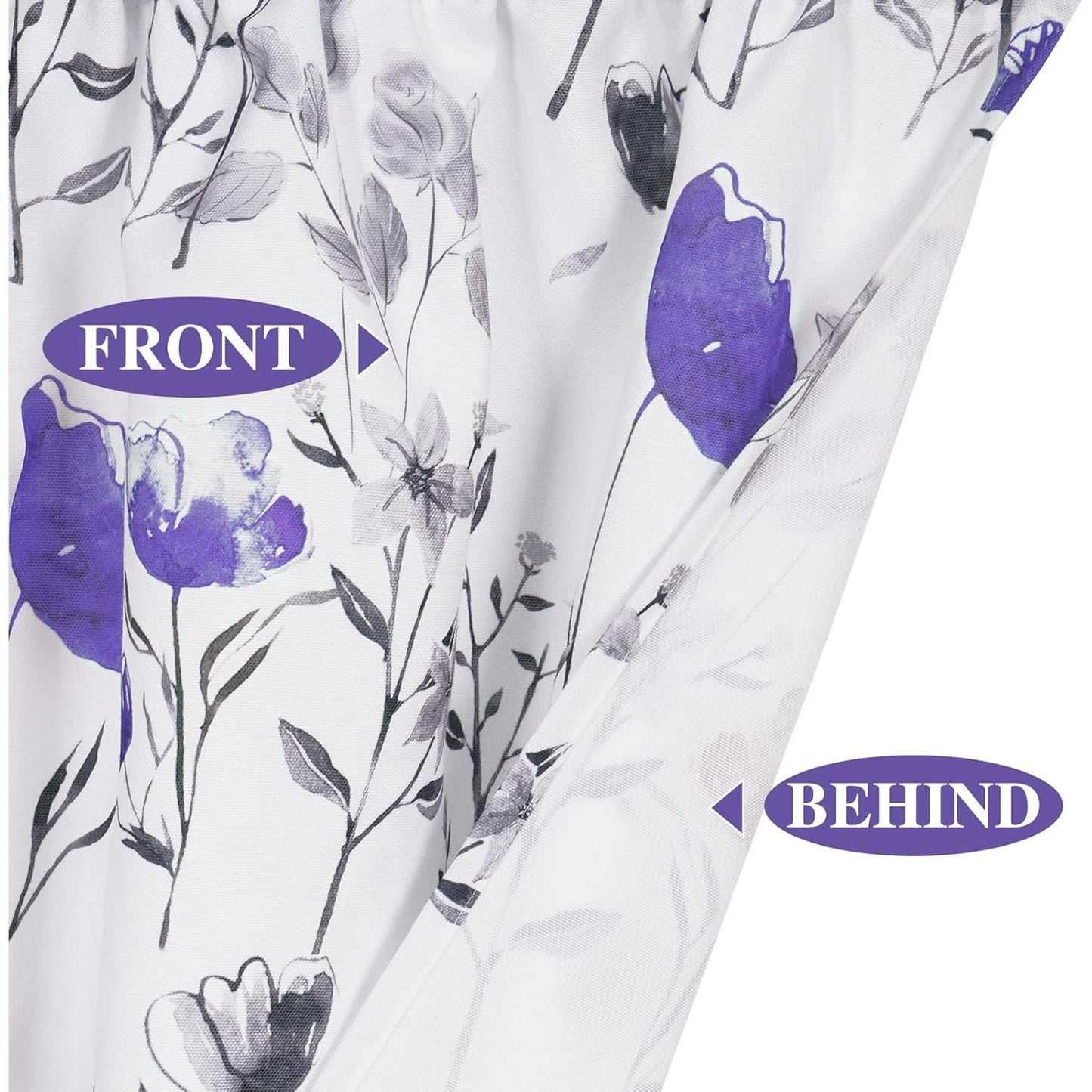Alishomtll Kitchen Curtains Valances Swags for Windows Purple Floral Printed Window Drapes, 61" W x 36"