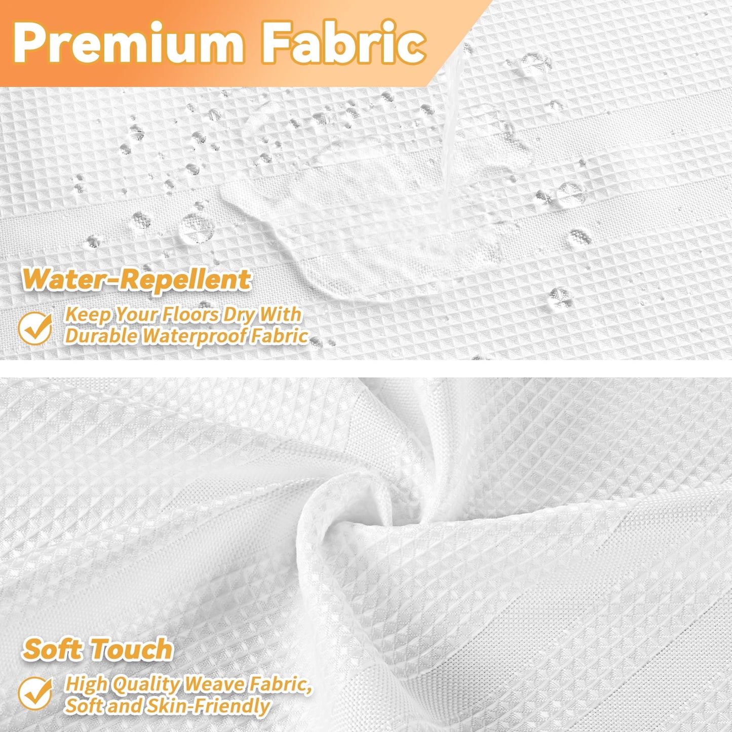 FRAMICS Waffle Weave Shower Curtain Sets with Rug, 14-Piece Striped Bathroom Sets with Hooks, Heavy-Duty Waterproof Fabric, Hotel Grade, White, 71.3" x 71.3"