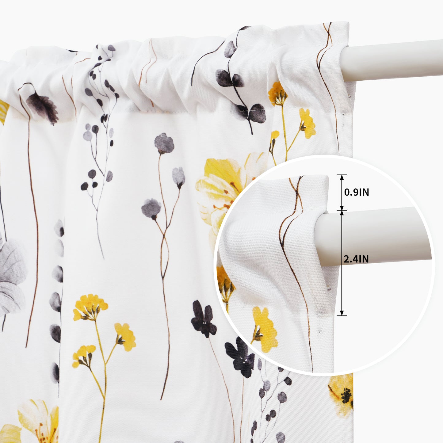 Alishomtll Floral Valance Curtains Kitchen Yellow Wildflower Flower Leaf Windows Drapes,52 x 18 inch,Rod Pocket