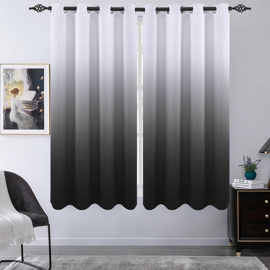 Alishomtll Room Darkening Black Blackout Curtains Grommet Window Drapes for Living Room Bedroom ,2 Panels of 52" W x 63" L