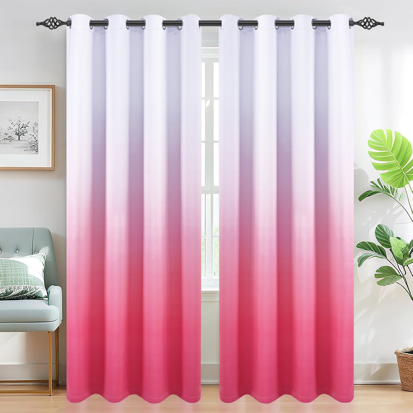Alishomtll Pink Blackout Curtains Grommet Room Darkening Window Drapes for Living Room Bedroom ,2 Panels of 52" W x 84" L