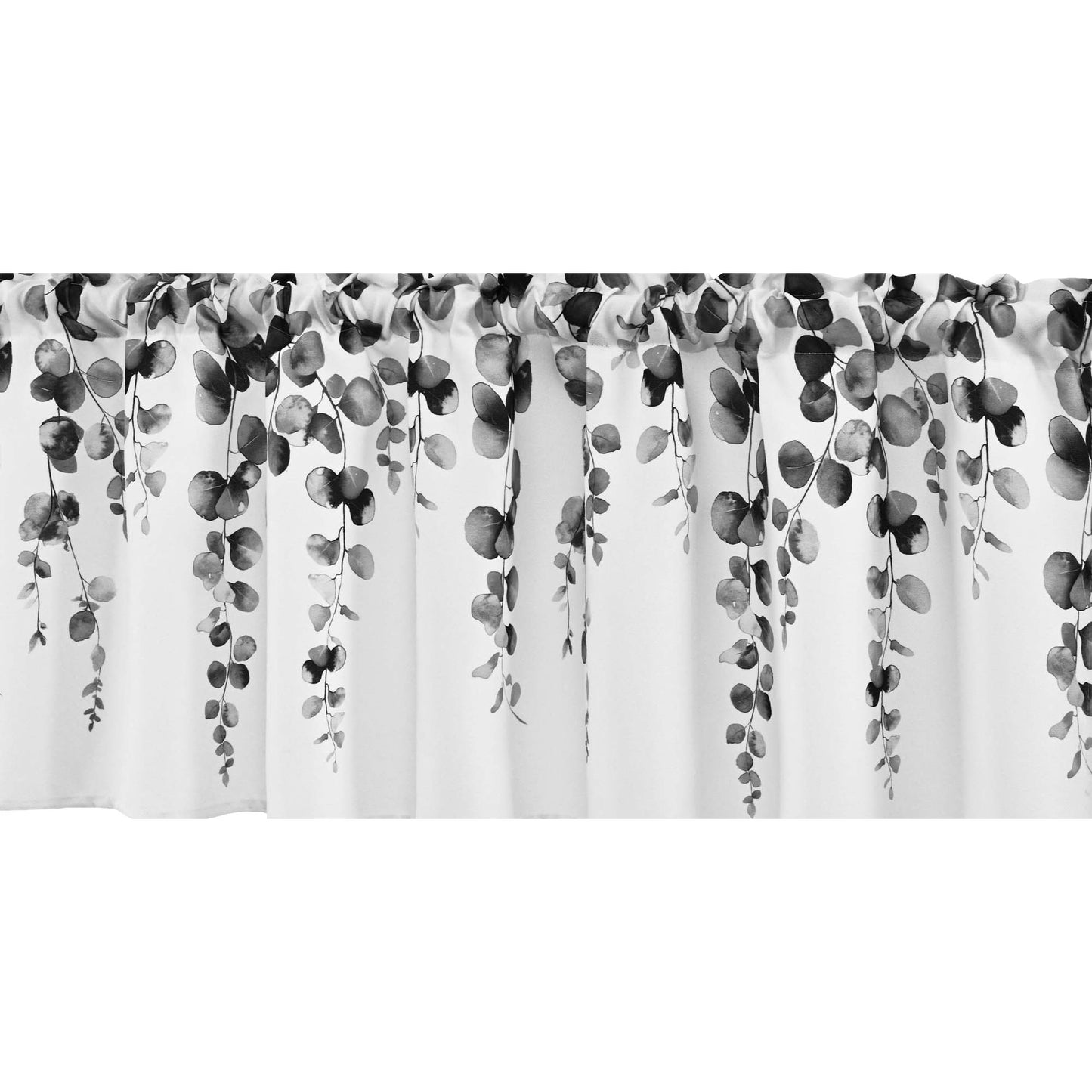 Alishomtll Valance Curtains for Living Room Bedroom Kitchen Windows Grey Watercolor Leaves Print ,52 x 18 inch,Rod Pocket