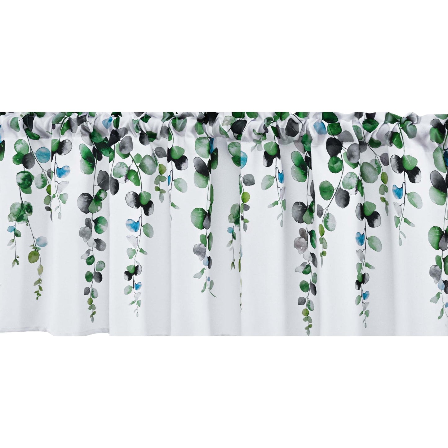 Alishomtll Valance Curtains for Living Room Bedroom Kitchen Windows Grey Green Watercolor Leaves Print ,52 x 18 inch,Rod Pocket