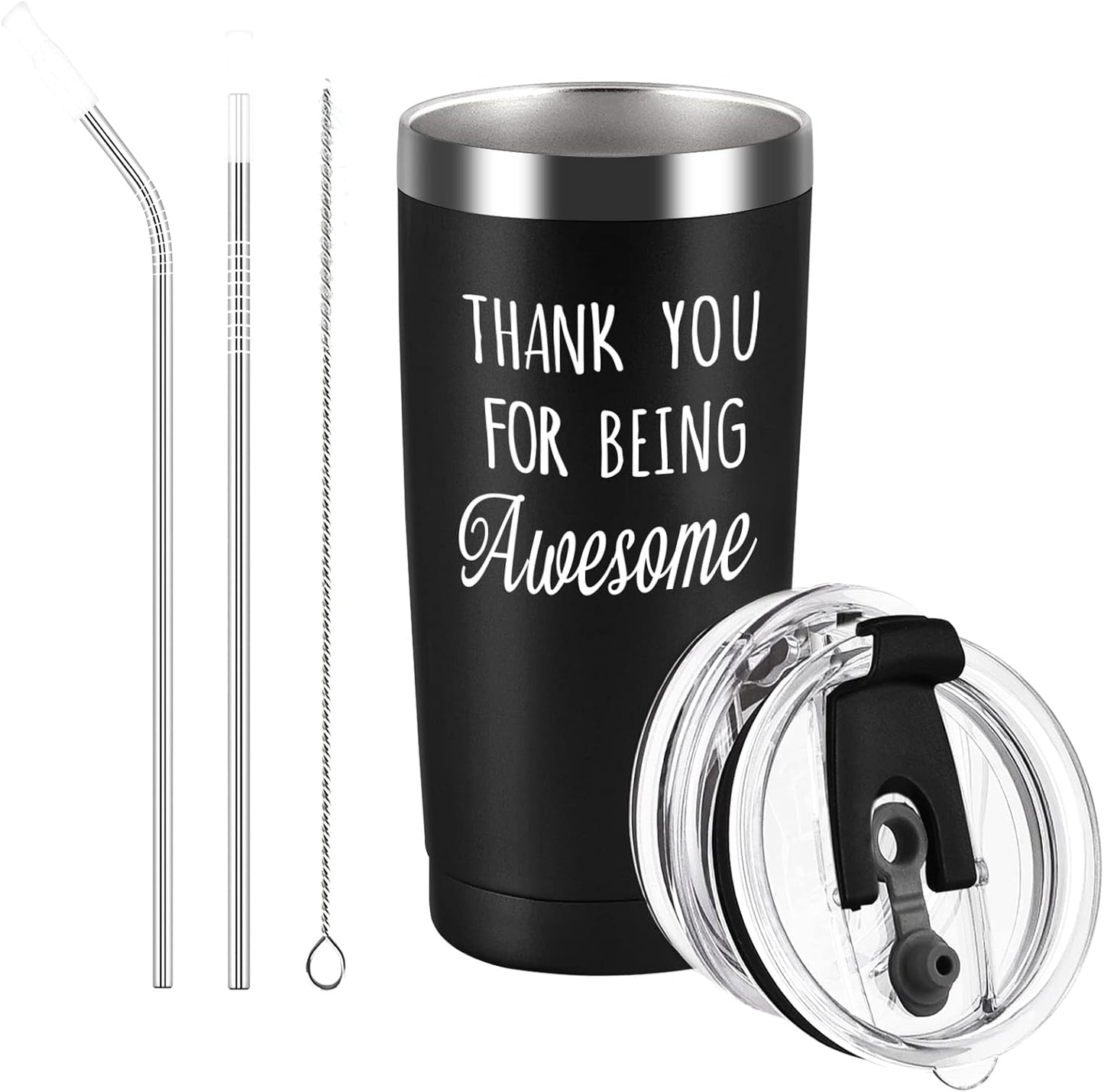 Gingprous Thank You For Being Awesome Stainless Steel Travel Tumbler, 20oz Double Wall Travel Tumblers, Vacuum Insulated Tumblers , Funny Graduation Appreciation Christmas Gifts for Women