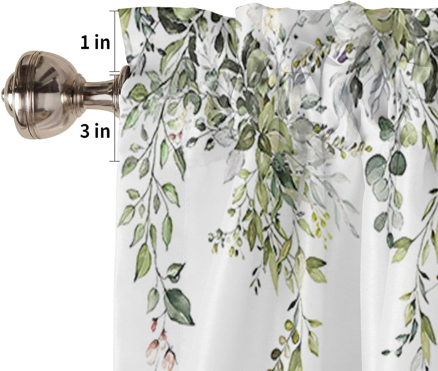 Alishomtll Valance Curtains for Living Room Bedroom Kitchen Windows Watercolor Floral Print ,52 x 18 inch,Rod Pocket