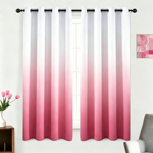 Alishomtll Pink Blackout Curtains Grommet Room Darkening Window Drapes for Living Room Bedroom ,2 Panels of 52" W x 63" L