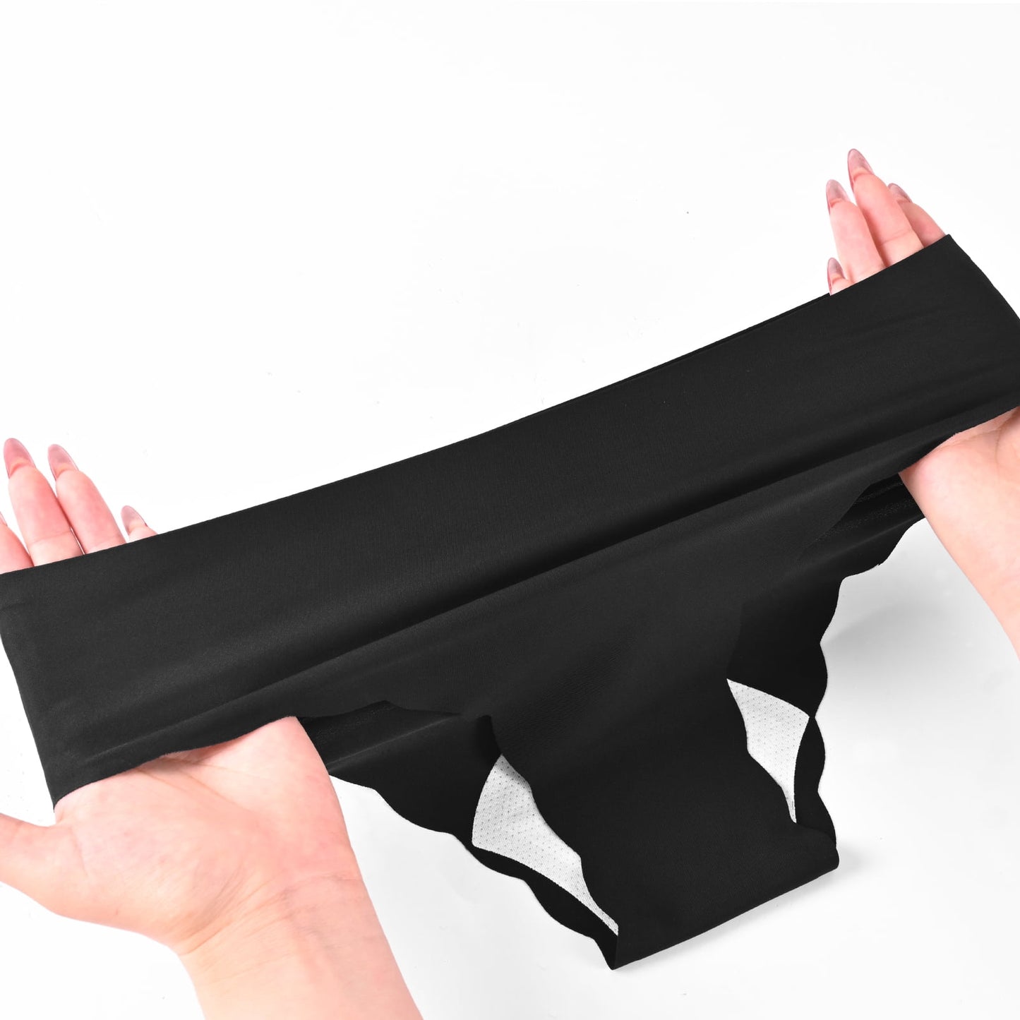 Sunm Boutique Cooling Seamless Underwear for Women, Low Rise Cheeky No Show Wave Edge Hipster Panties , 5-Pack XL Size Soft Stretch
