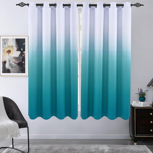 Alishomtll Teal Blackout Curtains Grommet Room Darkening Window Drapes for Living Room Bedroom ,2 Panels of 52" W x 63" L